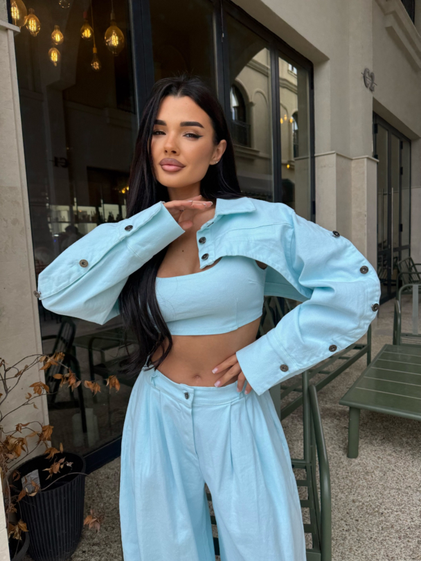 Set top și jachetă din denim Felosia Marine