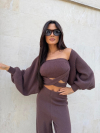 Set top tricotat și cardigan Lolle Chocolate