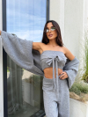 Set top tricotat și cardigan Lolle Grey