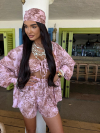 Set triplu top, cămașă și eșarfă Palmology Dusty Blossom