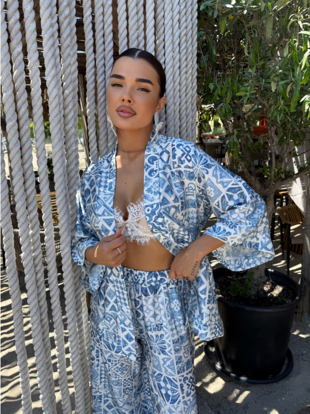 Kimono Meliorra Satin Sky Blue
