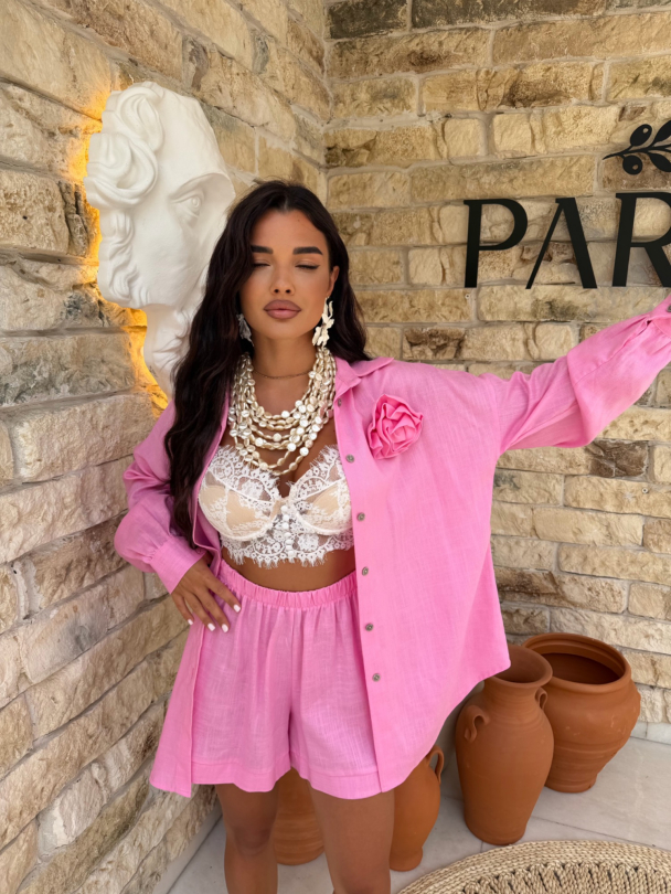 Cămașă de in Azaria Candy Pink 