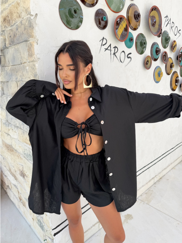 Camasa din in Solara Coast Black 