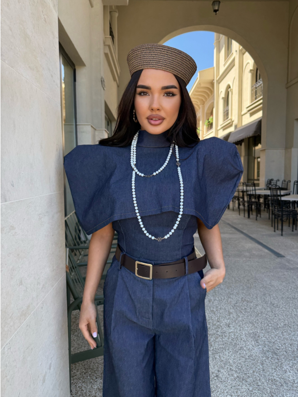 Set de bluză și maiou din denim Kalleyla Denimo