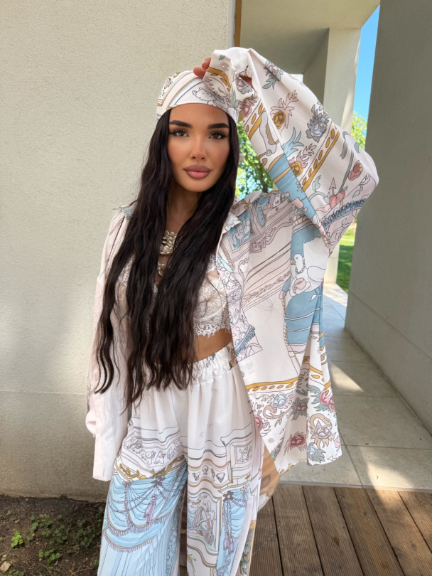 Set cămașă și eșarfă Jardin Silk Pearl 