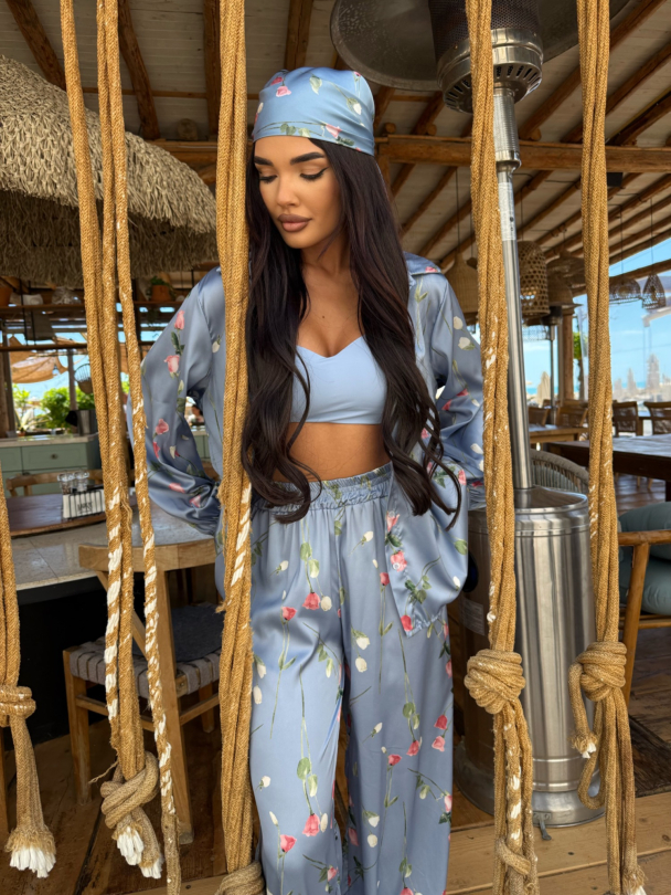 Set cămașă și eșarfă Porto Bellina Dusty Blue