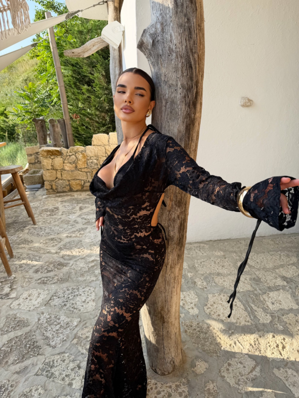 Set triplu de costum de baie și rochie Kalesma Black