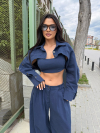 Set top și jachetă din denim Felosia Navy