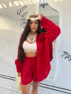 Pantaloni scurți din in Azaria Cherry