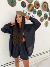 Pantaloni scurți din in Azaria Navy