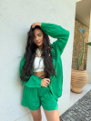 Pantaloni scurți de lin Azaria Palm Green 