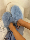 Papuci pufosi Cozy Time Baby Blue