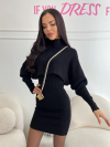 Set rochie și pulover tricotate Serinas Black