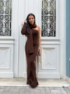 Set rochie și eșarfă tricotate Nuve Chocolate