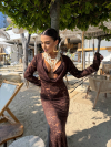 Set triplu de costum de baie și rochie Kalesma Chocolate