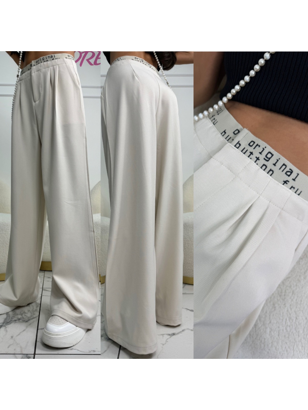 Pantaloni Button Ivory