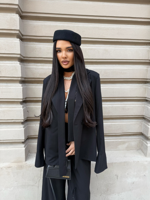 Sacou cu curea Alessandro Class Black