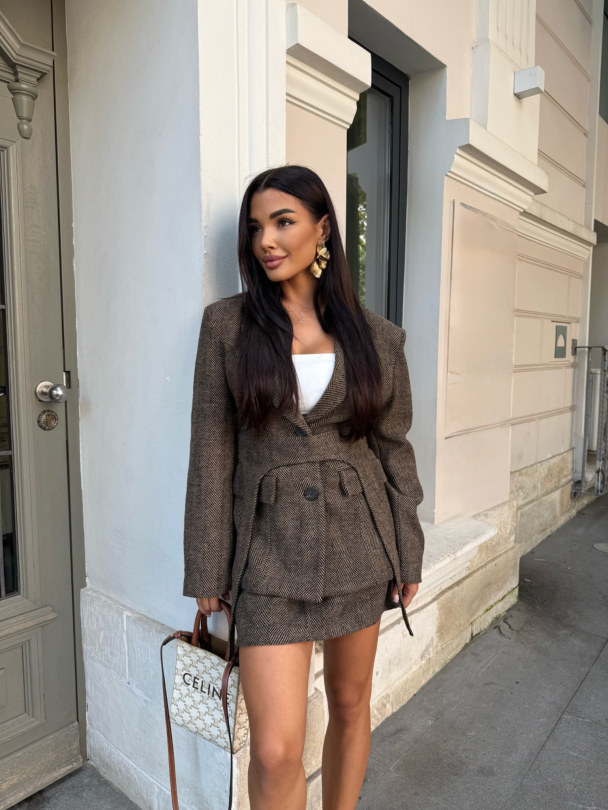 Sacou cu curea Caramel Glow Brownie