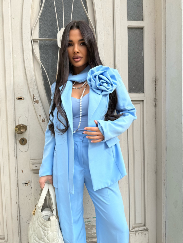 Sacou cu curea și accesoriu Massimo Blue