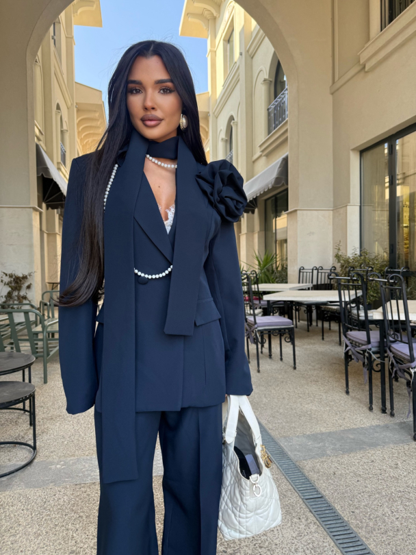 Sacou cu curea și accesoriu Massimo Indigo