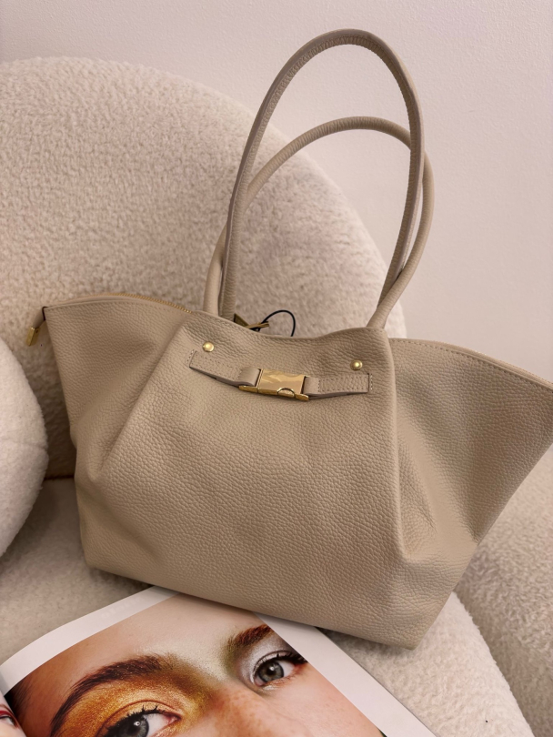 Geanta din piele naturala Stiletto Latte