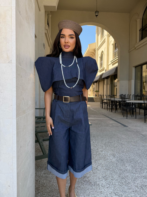 Pantaloni scurți Bermuda din denim cu curea Kalleyla Denimo