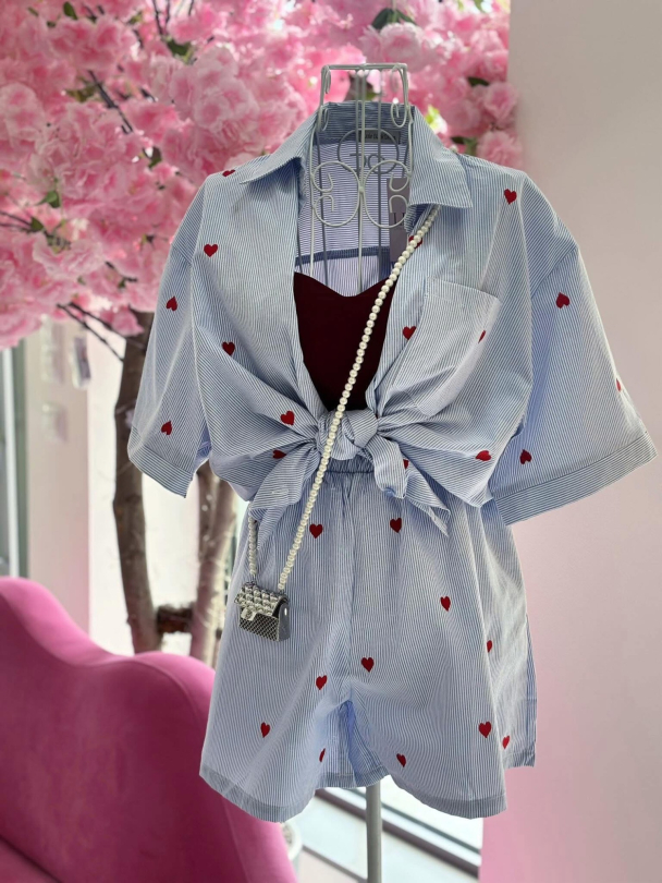 Pantaloni scurti Korellia Heart Blue