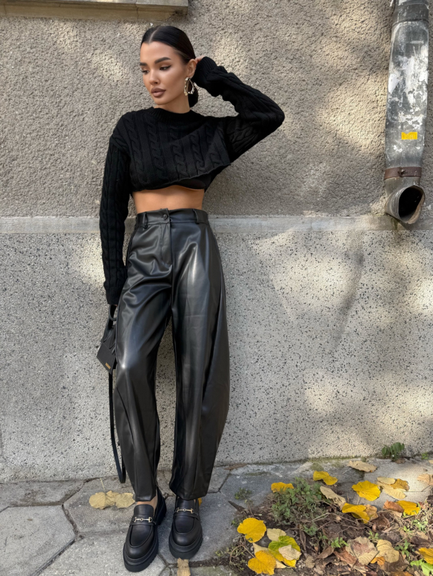 Pantaloni de piele Lysandra Black