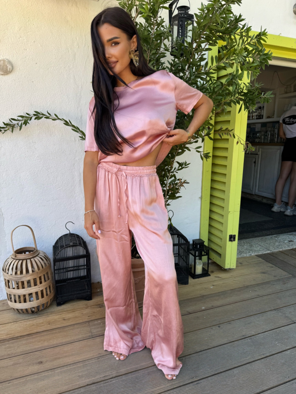 Pantaloni din satin Sateen Mirage Powder