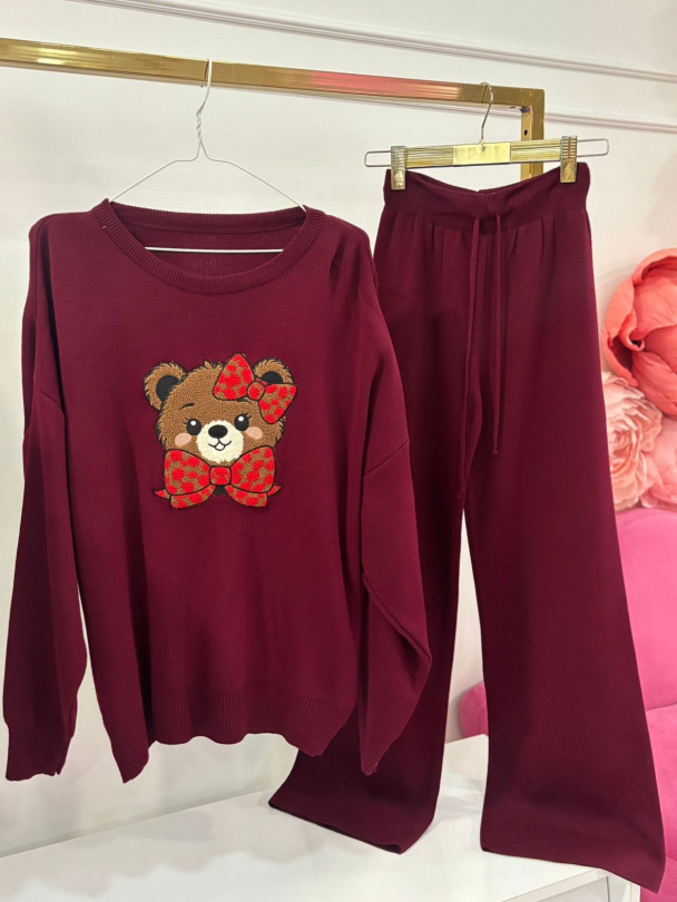 Pantaloni Sweet Bear Burgundy