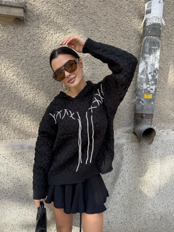 Hanorac tricotat Pure Bliss Black