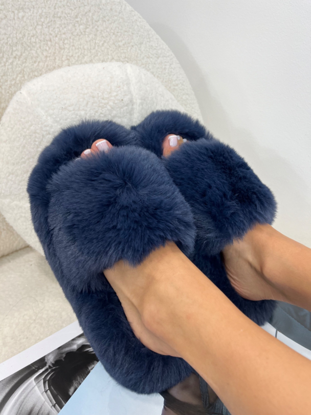 Papuci de puf Bibby Indigo