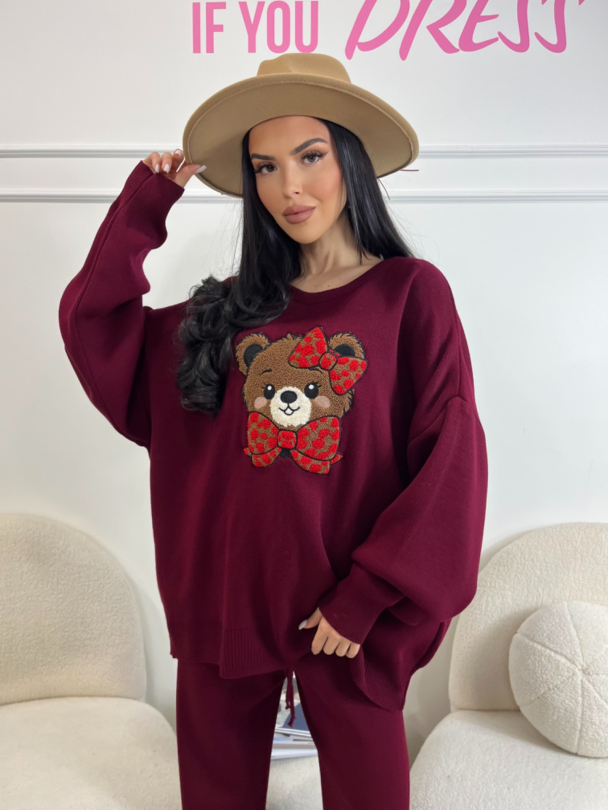 Pulover Sweet Bear Burgundy