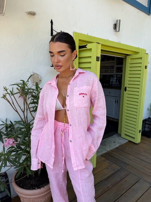 Camasa din in Amoure Baby Pink