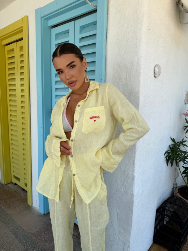 Camasa din in Amoure Butter Yellow