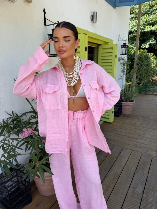 Cămașă de in Paros Baby Pink