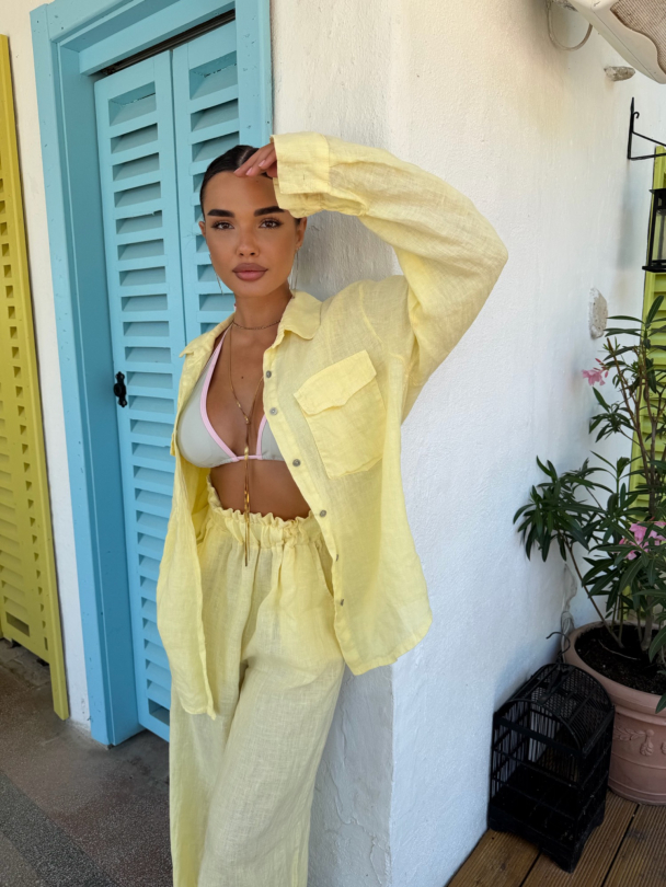 Cămașă de in Paros Butter Yellow
