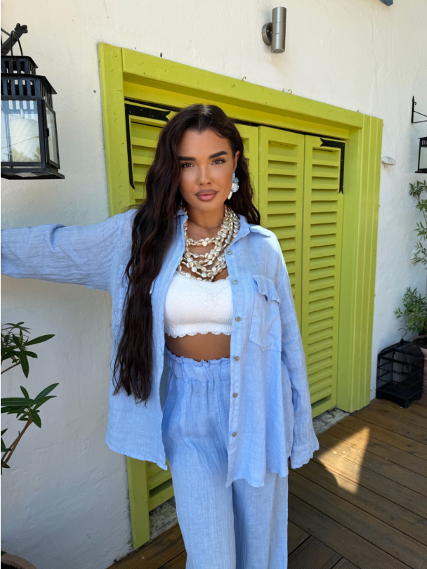 Camasa din in Paros Sky Blue 