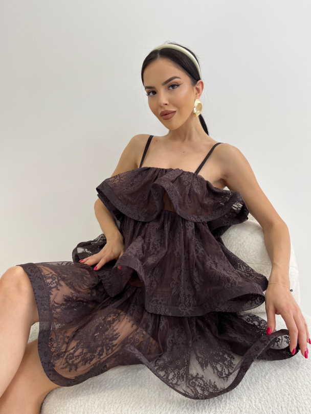 Rochie Illuminati Lace Chocolate