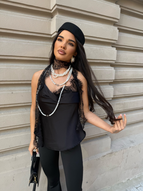 Set maiou și eșarfă Kara Black