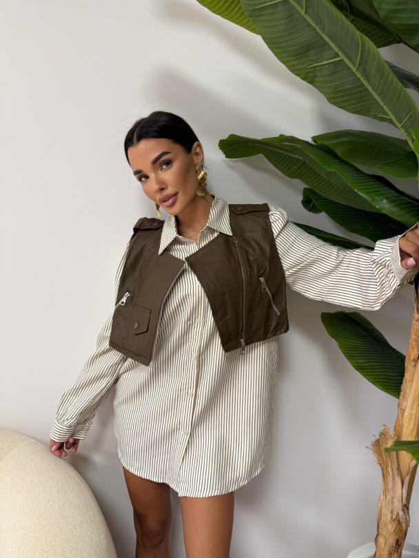 Set cămașă și vestă Noor Chocolate