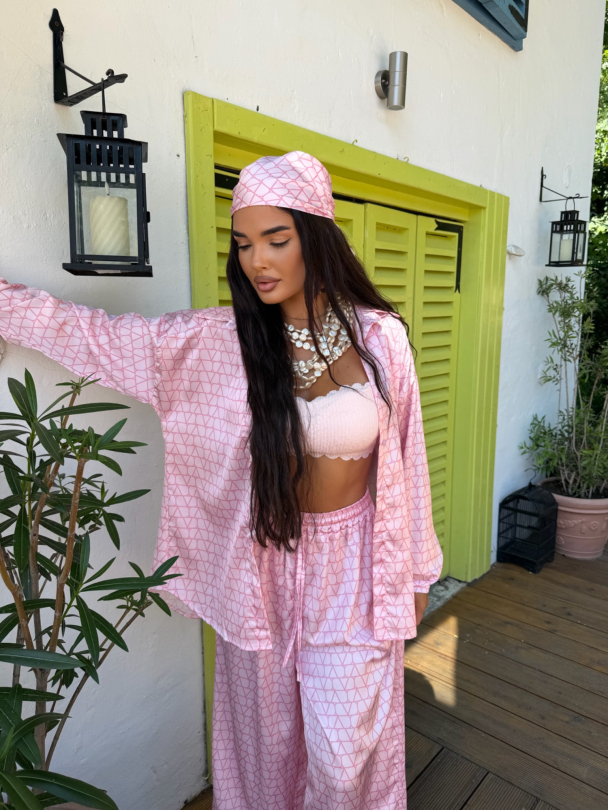 Set cămașă și eșarfă Viral Baby Pink 