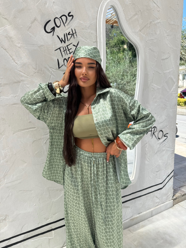 Set cămașă și eșarfă Viral Olive Breeze