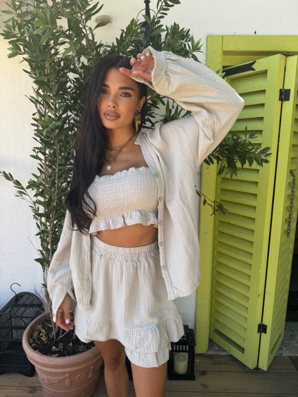 Set cămașă și top Saltet Kiss Latte