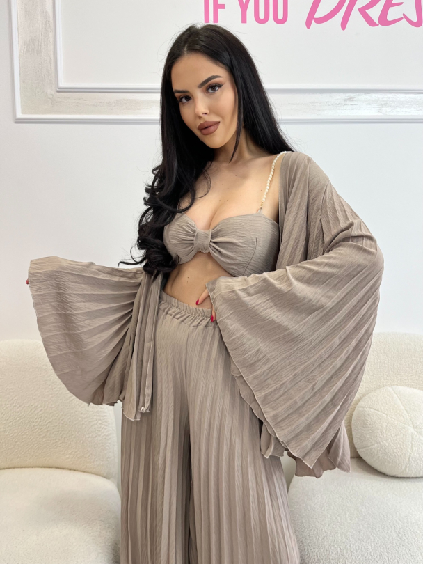 Set top și jachetă Azzures Cappuccino