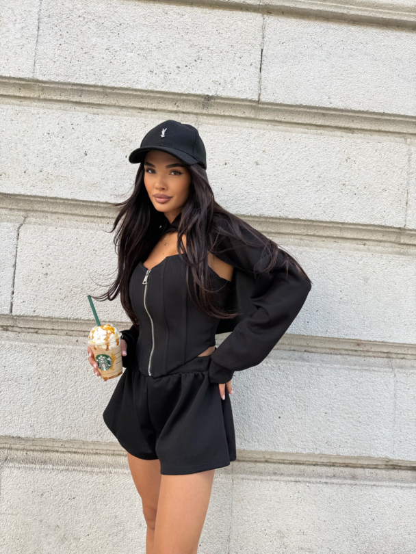 Set top și hanorac Capella Black