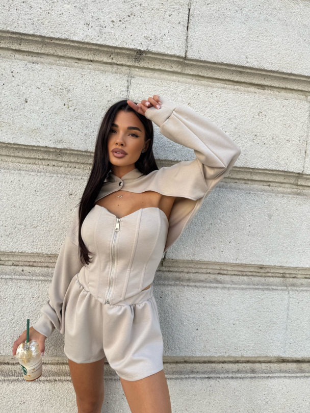 Set top și hanorac Capella Latte