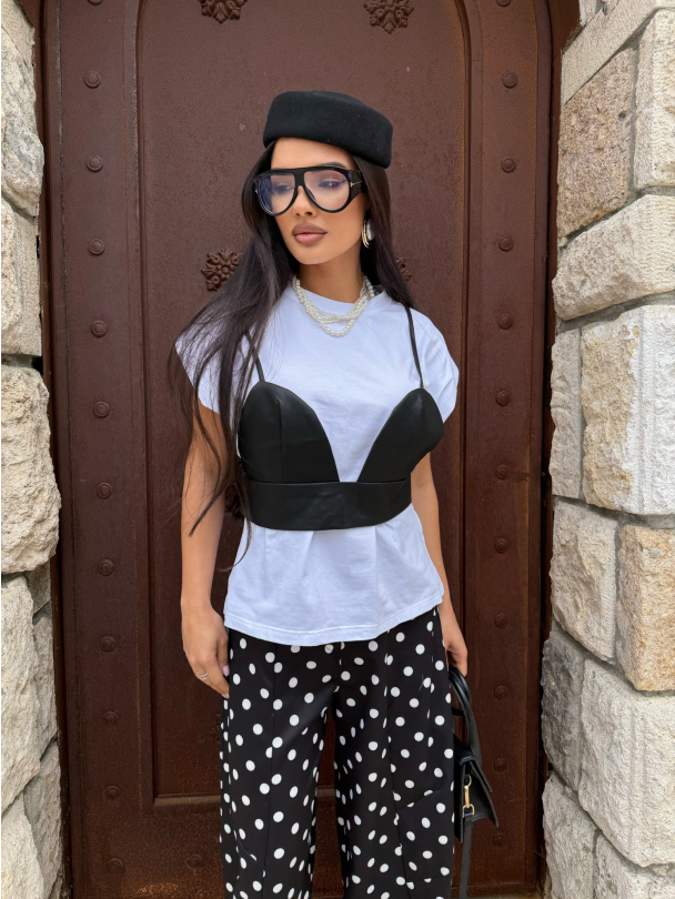 Set top și tricou Pompadour White