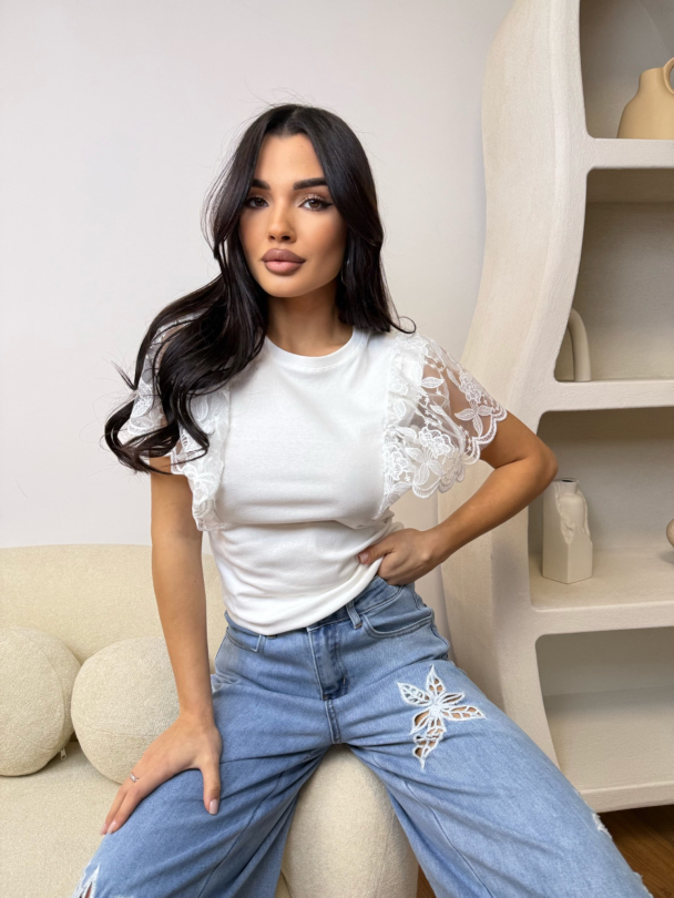 Tricou Lace Fantasy White