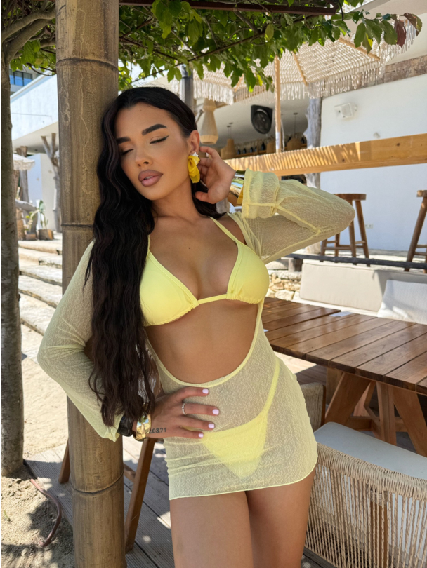 Set triplu de costum de baie și rochie Bellinia Butter Yellow